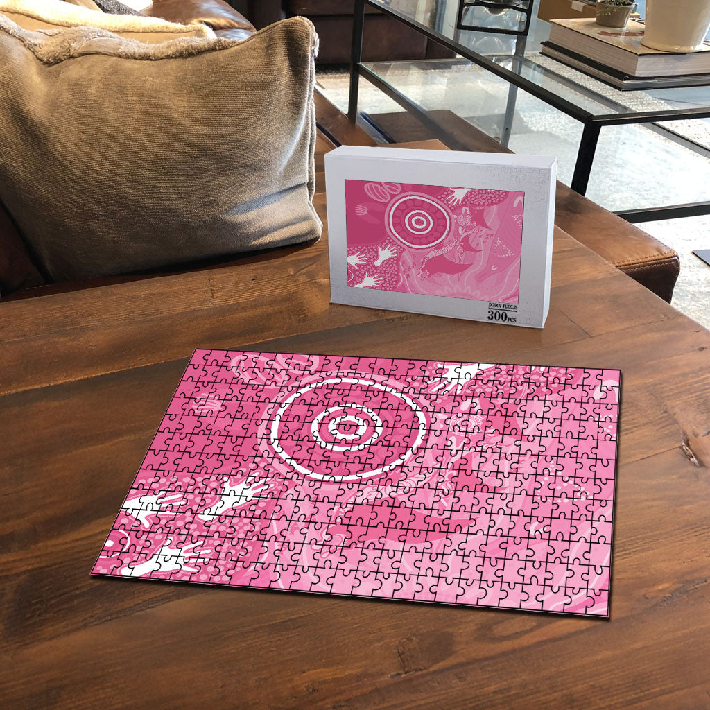 Australia Breast Cancer Support Puzzle Pink Ribbon Manta Ray Aboriginal Art