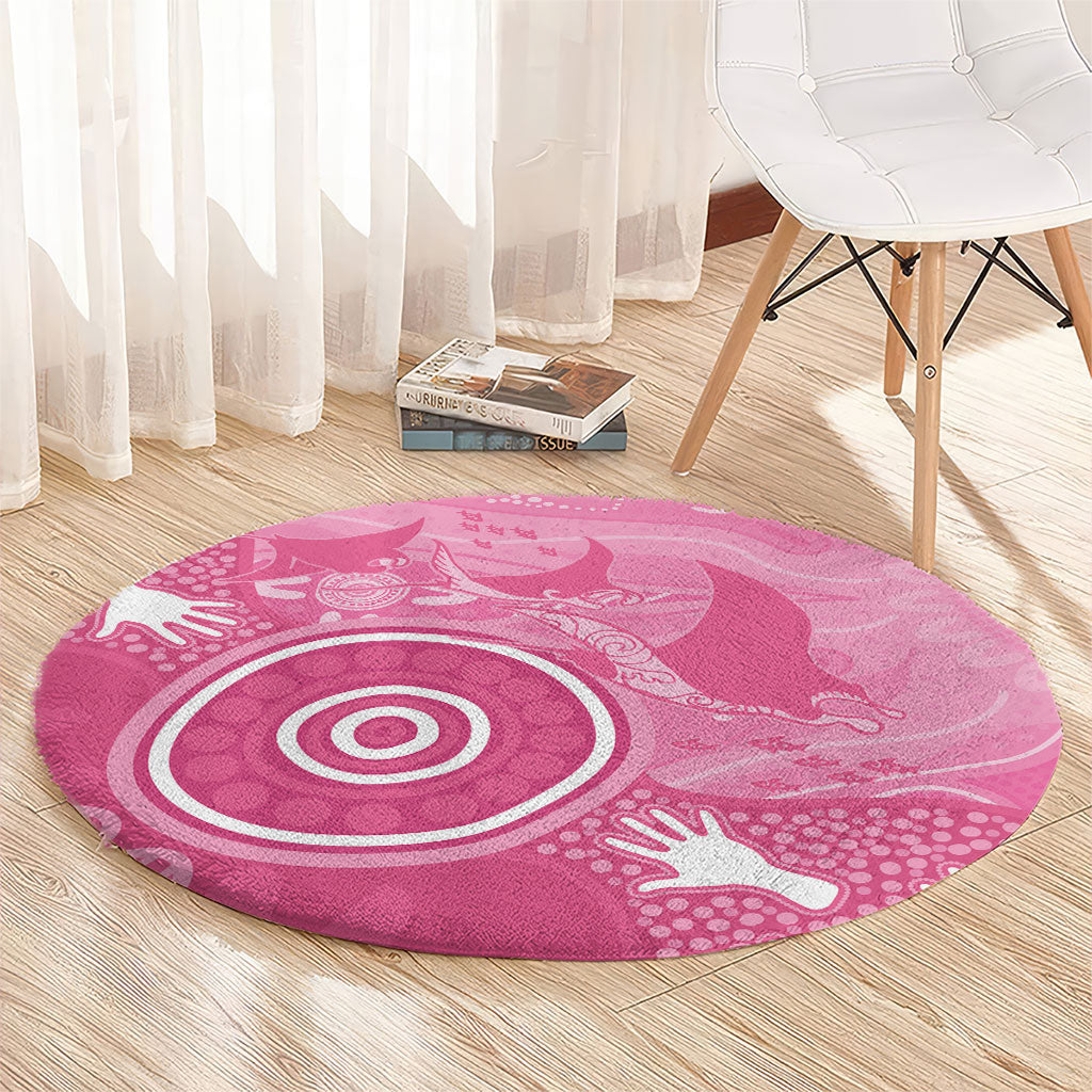 Australia Breast Cancer Support Round Carpet Pink Ribbon Manta Ray Aboriginal Art