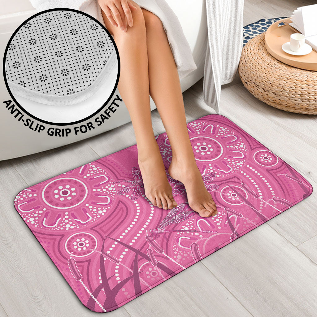 Australia Indigenous Pink Month Bathroom Set Breast Cancer Aboriginal Dragonflies Ribbon