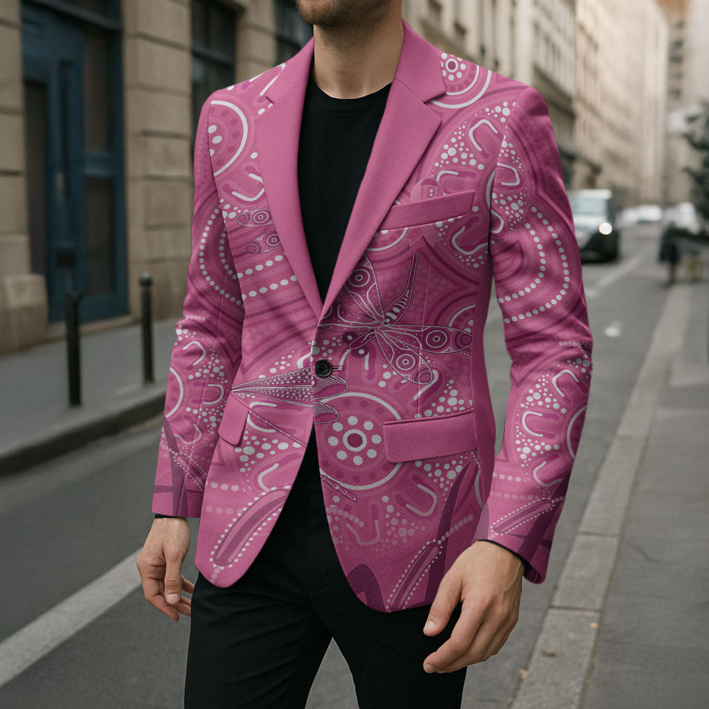 Australia Indigenous Pink Month Blazer Breast Cancer Aboriginal Dragonflies Ribbon