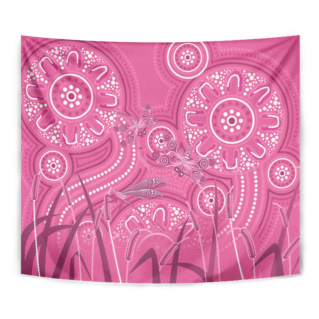 Australia Indigenous Pink Month Tapestry Breast Cancer Aboriginal Dragonflies Ribbon