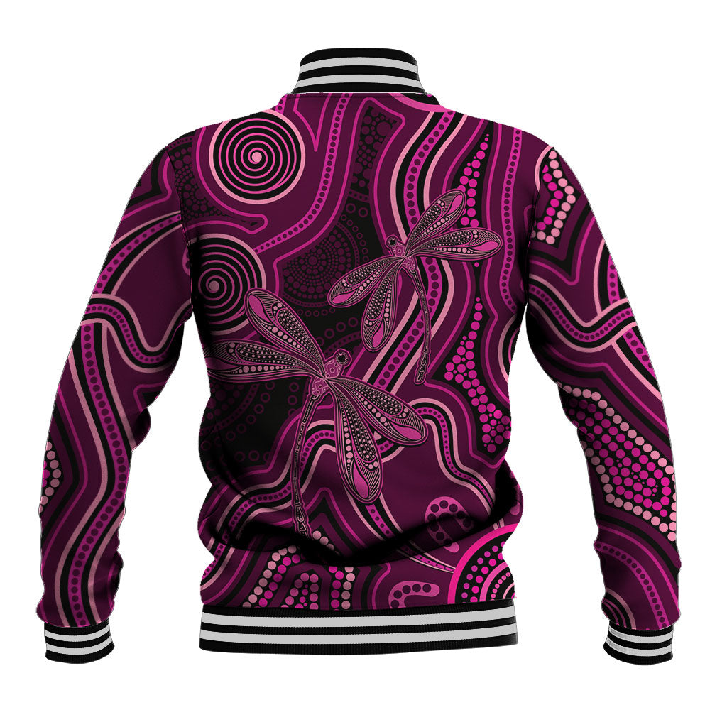 Australia Breast Cancer Support Baseball Jacket Pink Dragonflies Aboriginal Art