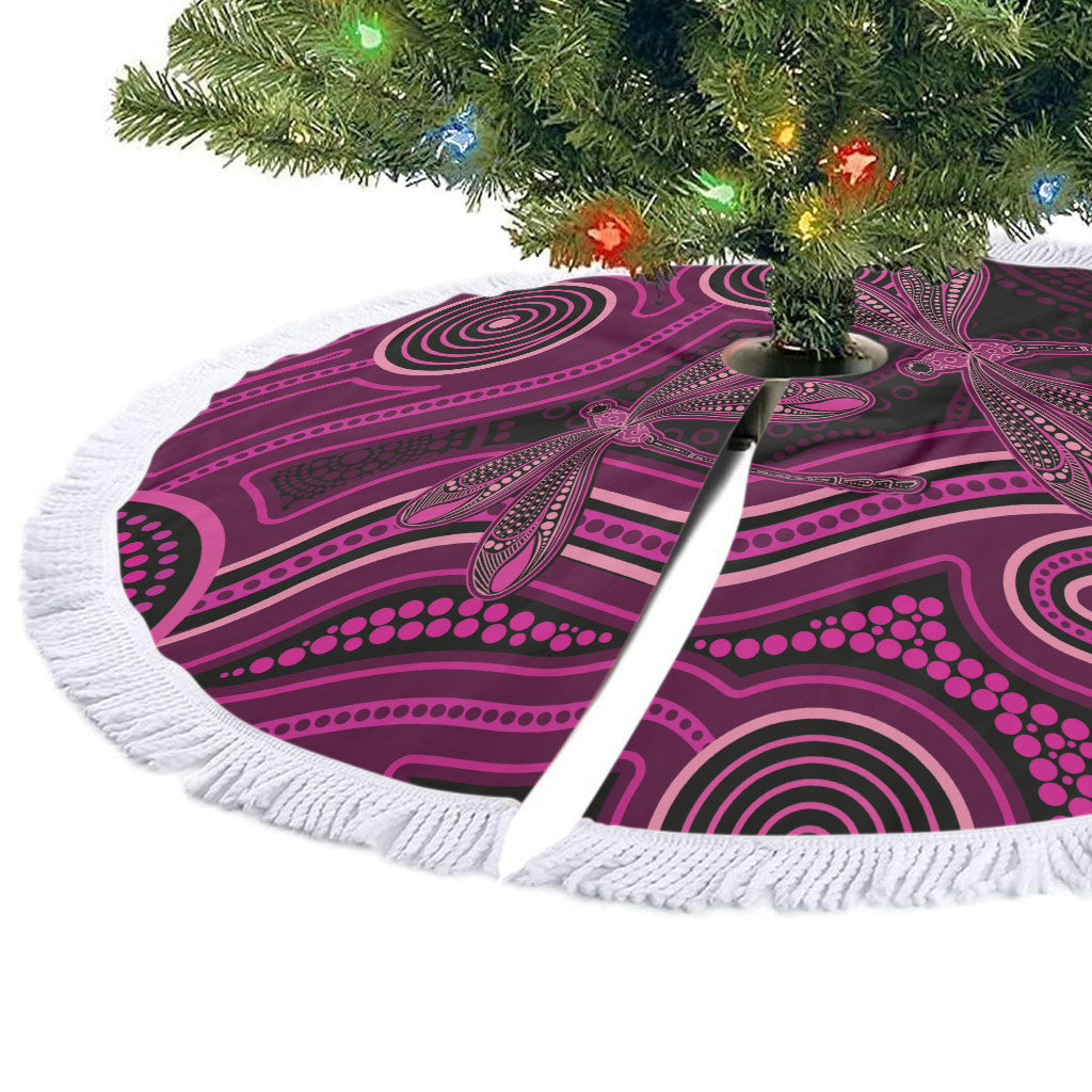Australia Breast Cancer Support Tree Skirt Pink Dragonflies Aboriginal Art