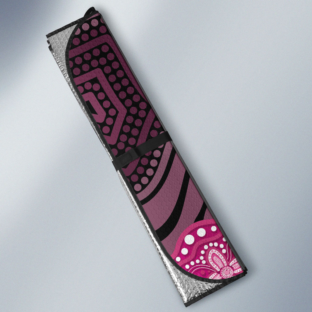 Australia Indigenous Auto Sun Shade Breast Cancer Pink Robin Bottlebrush Aboriginal Art