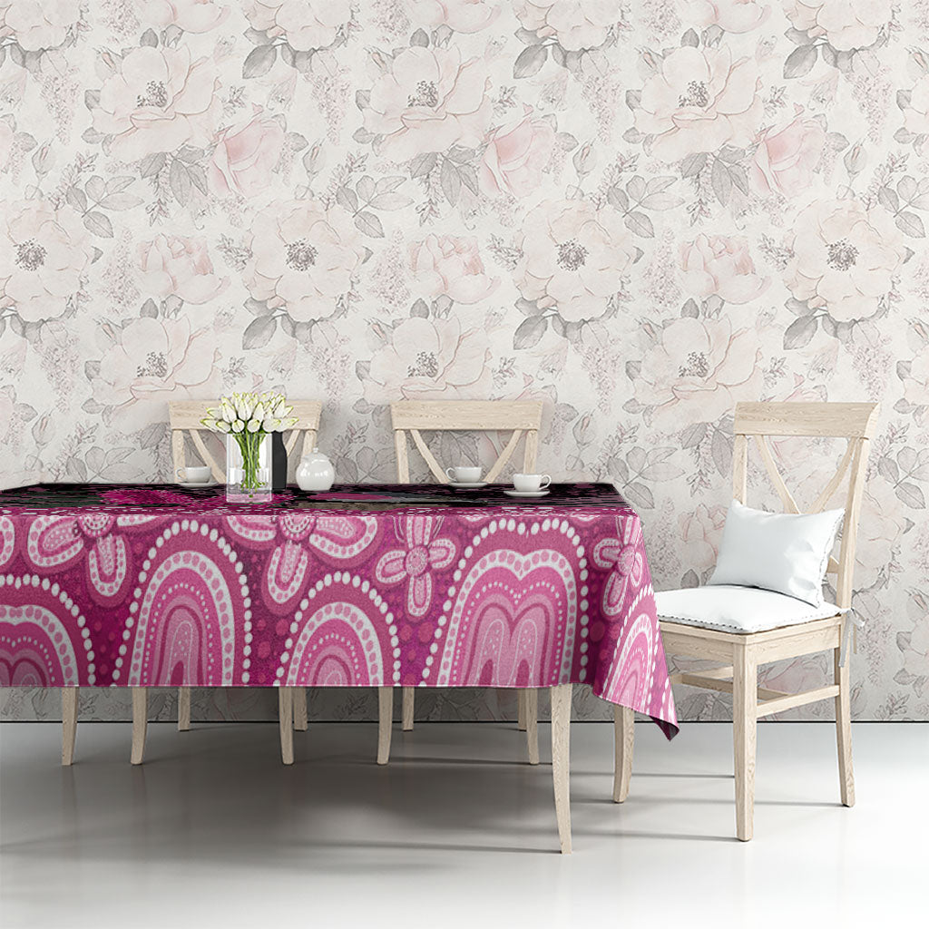Australia Indigenous Tablecloth Breast Cancer Pink Robin Bottlebrush Aboriginal Art