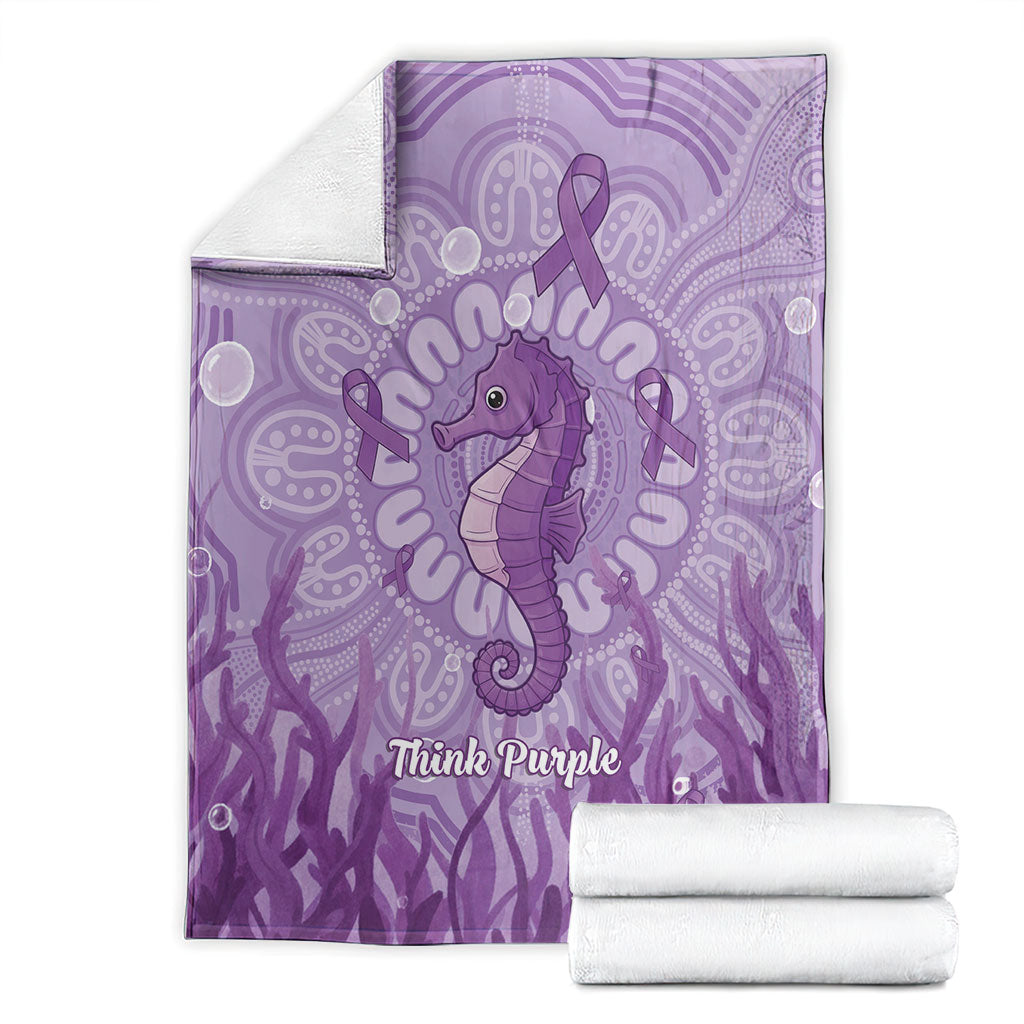 Australia Epilepsy Support Blanket Seahorse Think Purple Ribbon Aboriginal