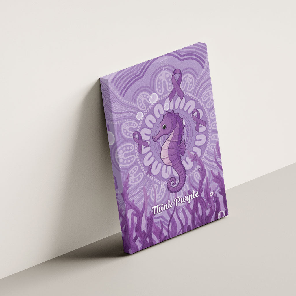 Australia Epilepsy Support Canvas Wall Art Seahorse Think Purple Ribbon Aboriginal