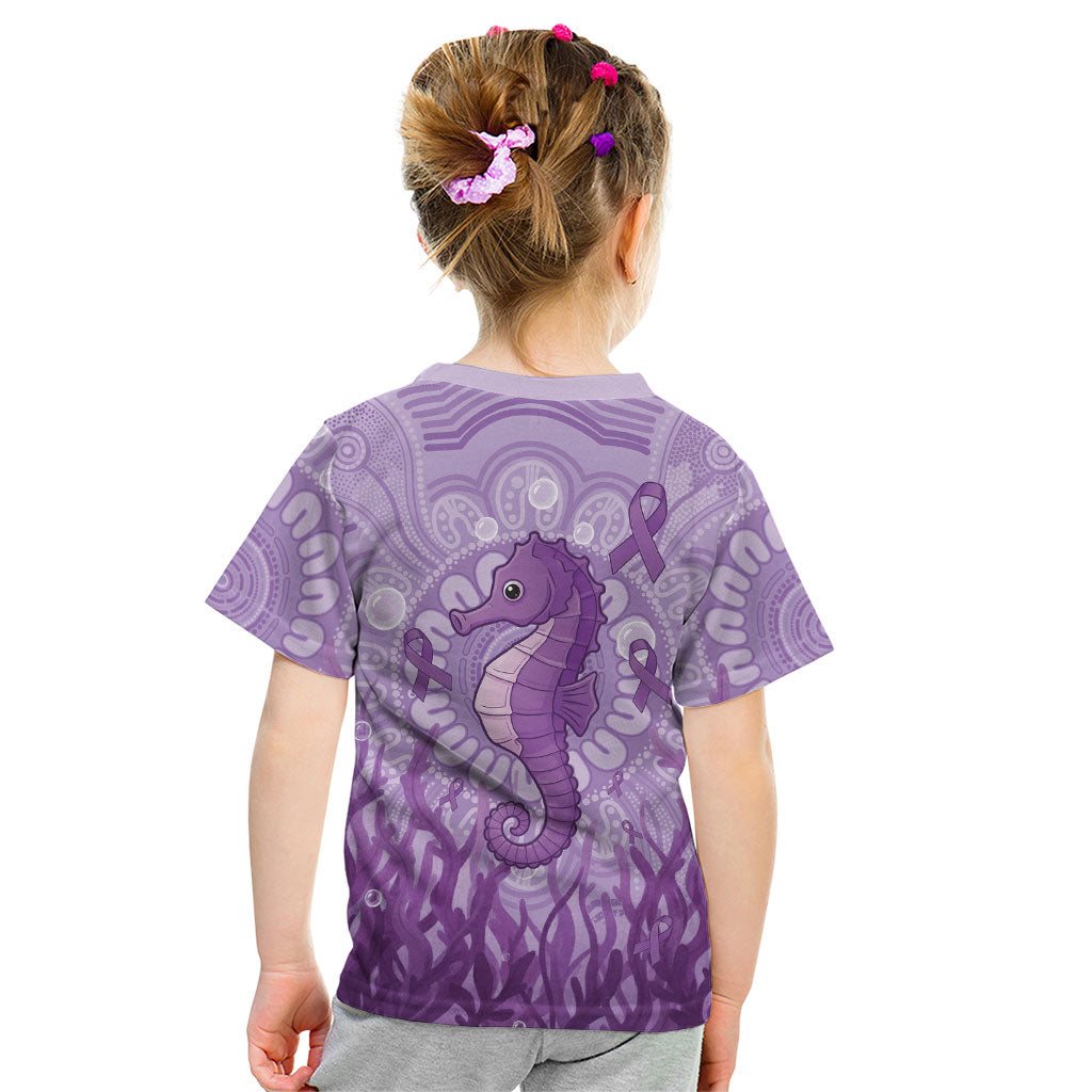 Australia Epilepsy Support Kid T Shirt Seahorse Think Purple Ribbon Aboriginal