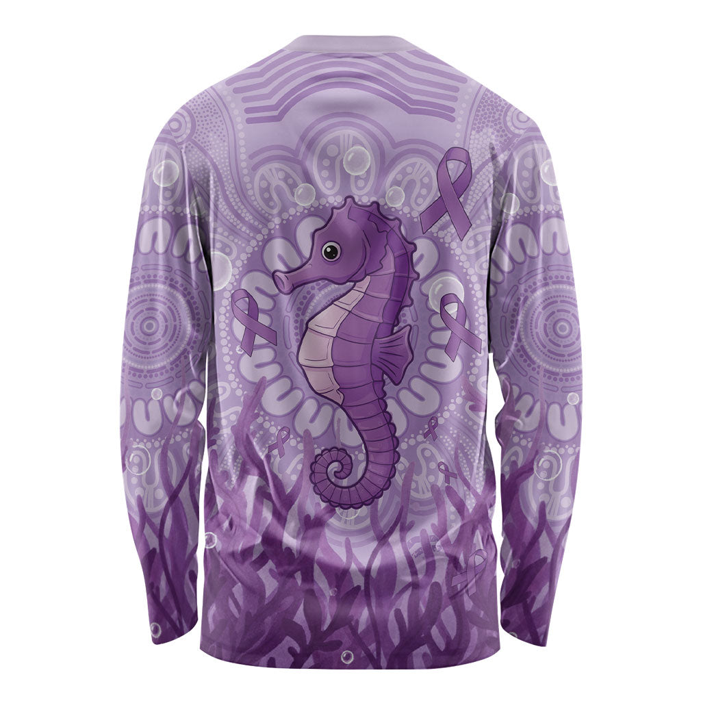 Australia Epilepsy Support Long Sleeve Shirt Seahorse Think Purple Ribbon Aboriginal