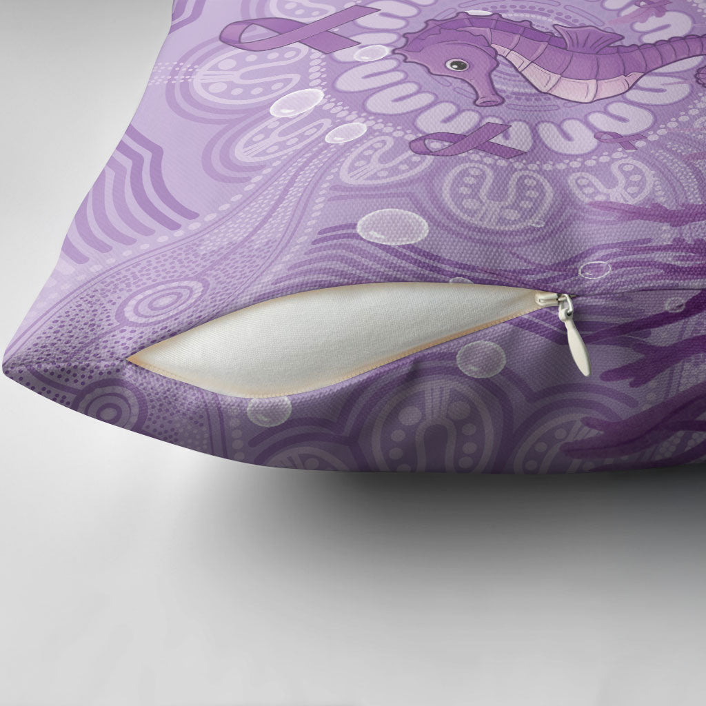 Australia Epilepsy Support Pillow Cover Seahorse Think Purple Ribbon Aboriginal