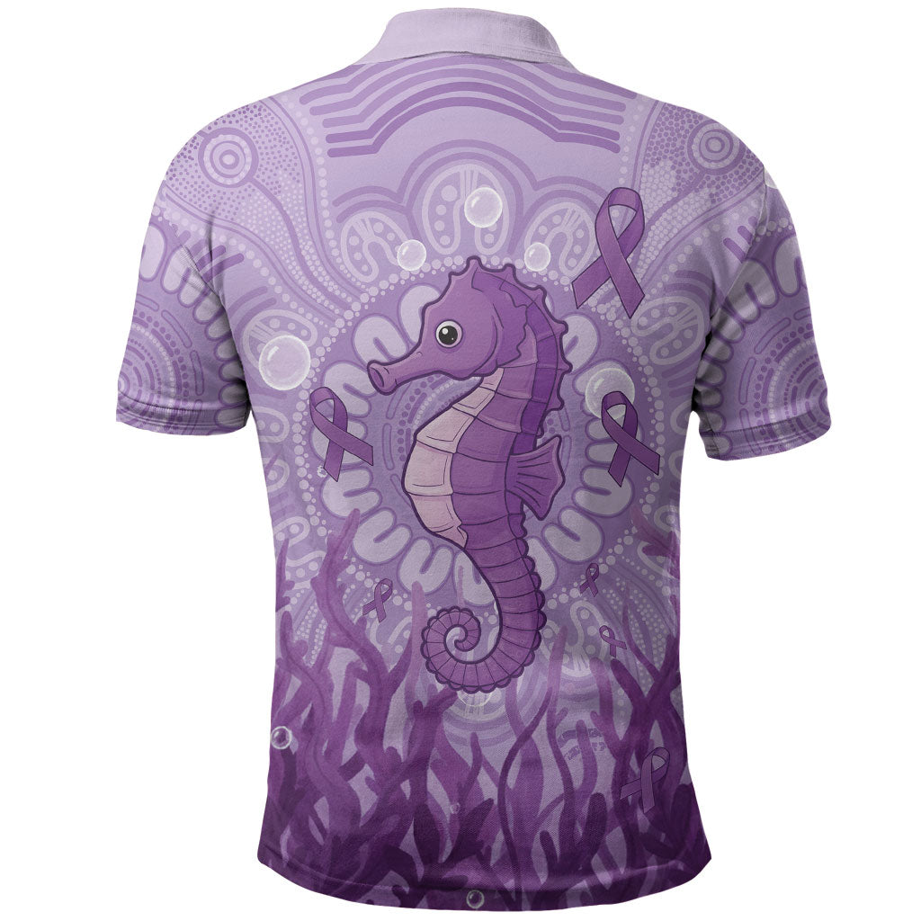 Australia Epilepsy Support Polo Shirt Seahorse Think Purple Ribbon Aboriginal