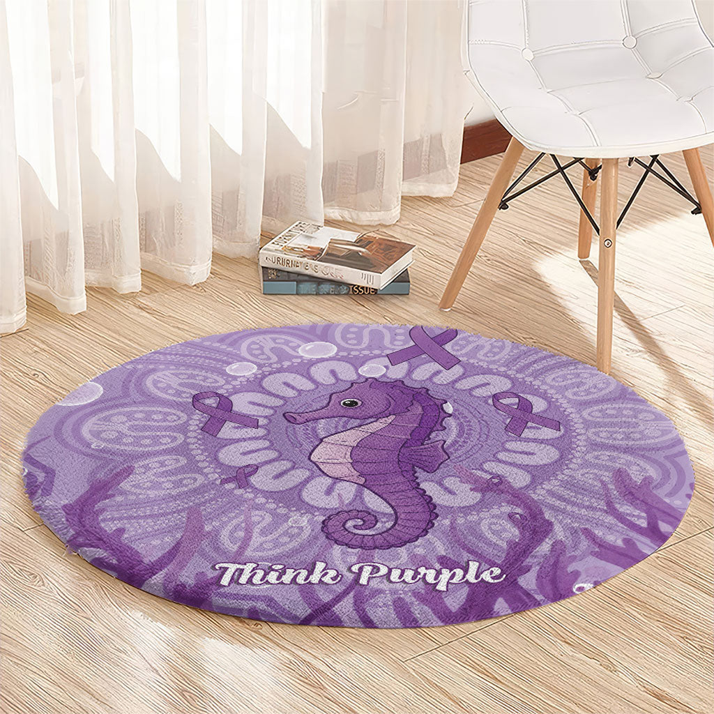 Australia Epilepsy Support Round Carpet Seahorse Think Purple Ribbon Aboriginal