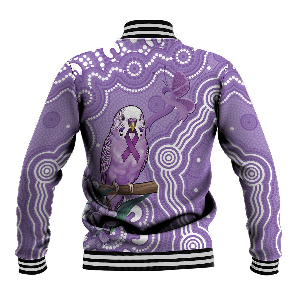Australia Epilepsy Support Baseball Jacket Purple Budgerigar Plumeria Aboriginal