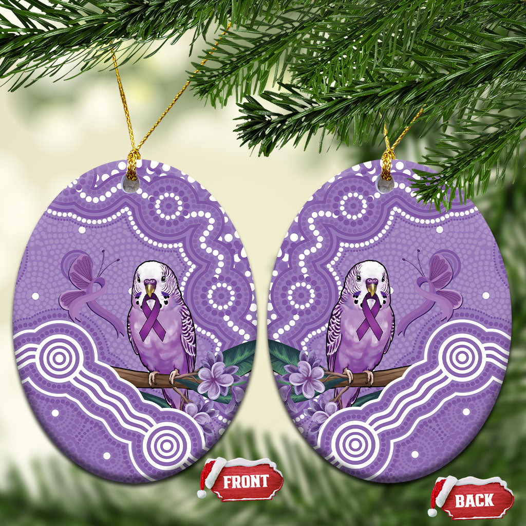 Australia Epilepsy Support Ceramic Ornament Purple Budgerigar Plumeria Aboriginal