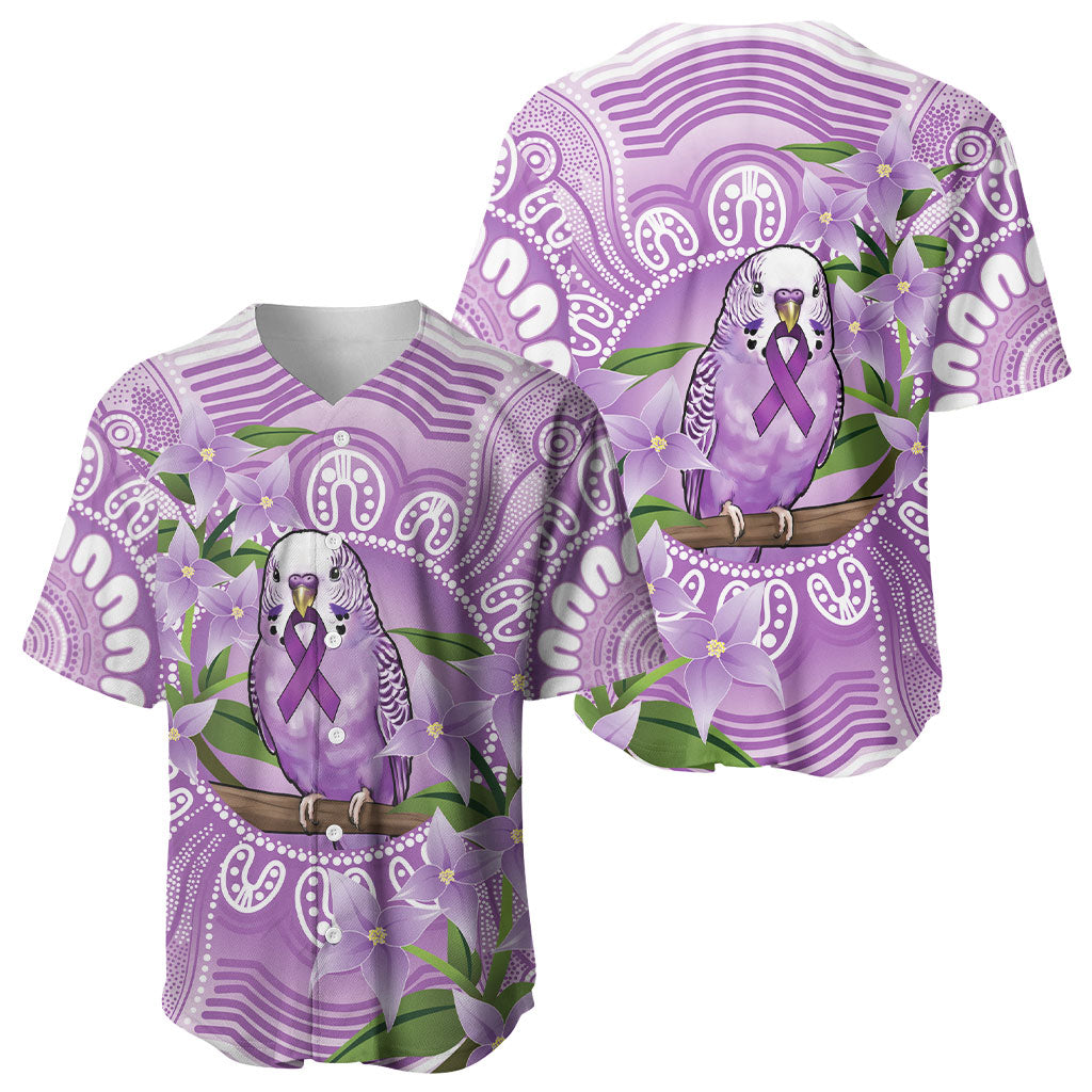 Epilepsy Support Budgerigar Australia Baseball Jersey Budgie Purple Ribbon Boronia Aboriginal