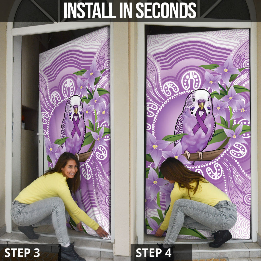 Epilepsy Support Budgerigar Australia Door Cover Budgie Purple Ribbon Boronia Aboriginal