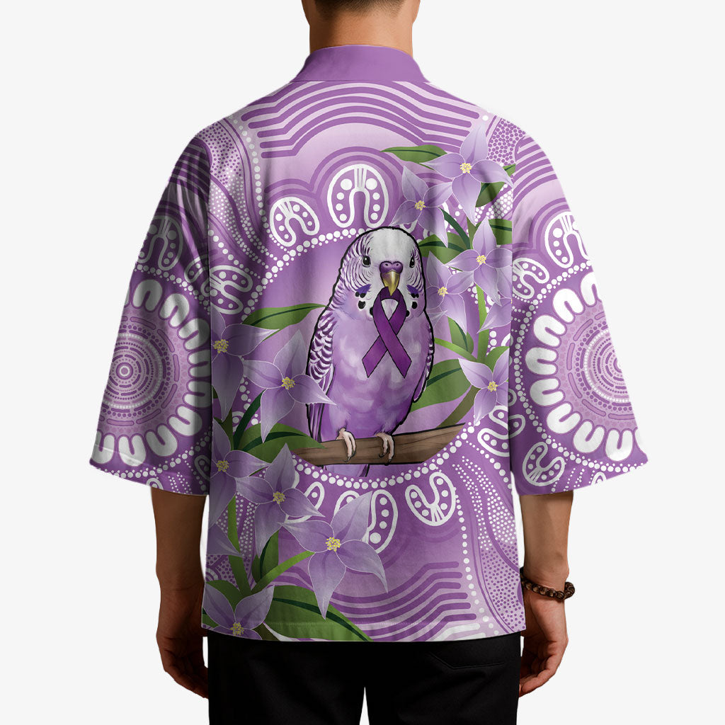 Epilepsy Support Budgerigar Australia Kimono Budgie Purple Ribbon Boronia Aboriginal