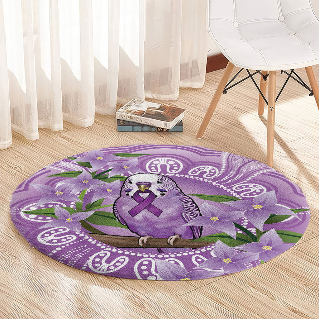 Epilepsy Support Budgerigar Australia Round Carpet Budgie Purple Ribbon Boronia Aboriginal