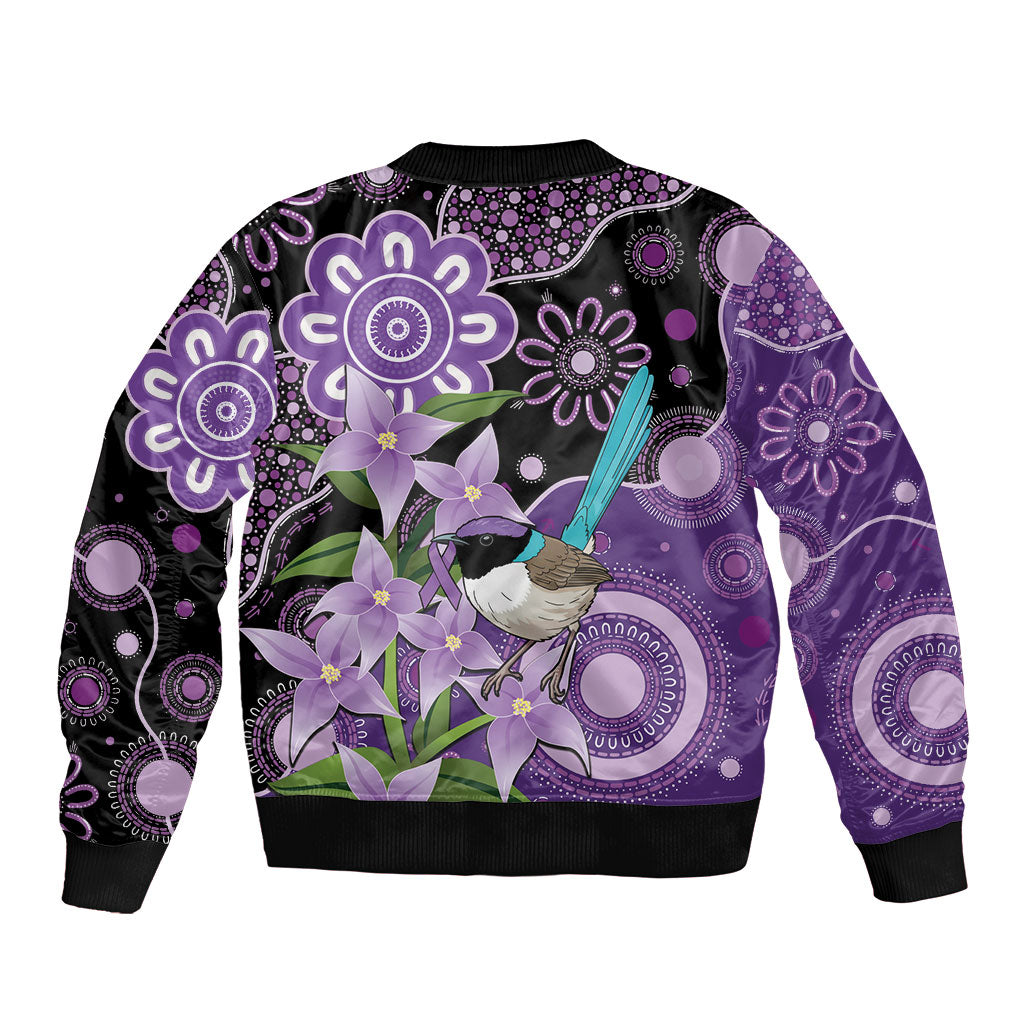 Australia Epilepsy Support Bomber Jacket Purple-crowned Fairywren Boronia Aboriginal