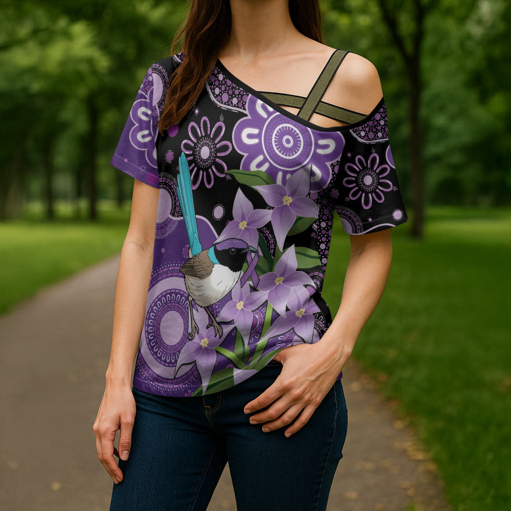 Australia Epilepsy Support Cross Shoulder Shirt Purple-crowned Fairywren Boronia Aboriginal