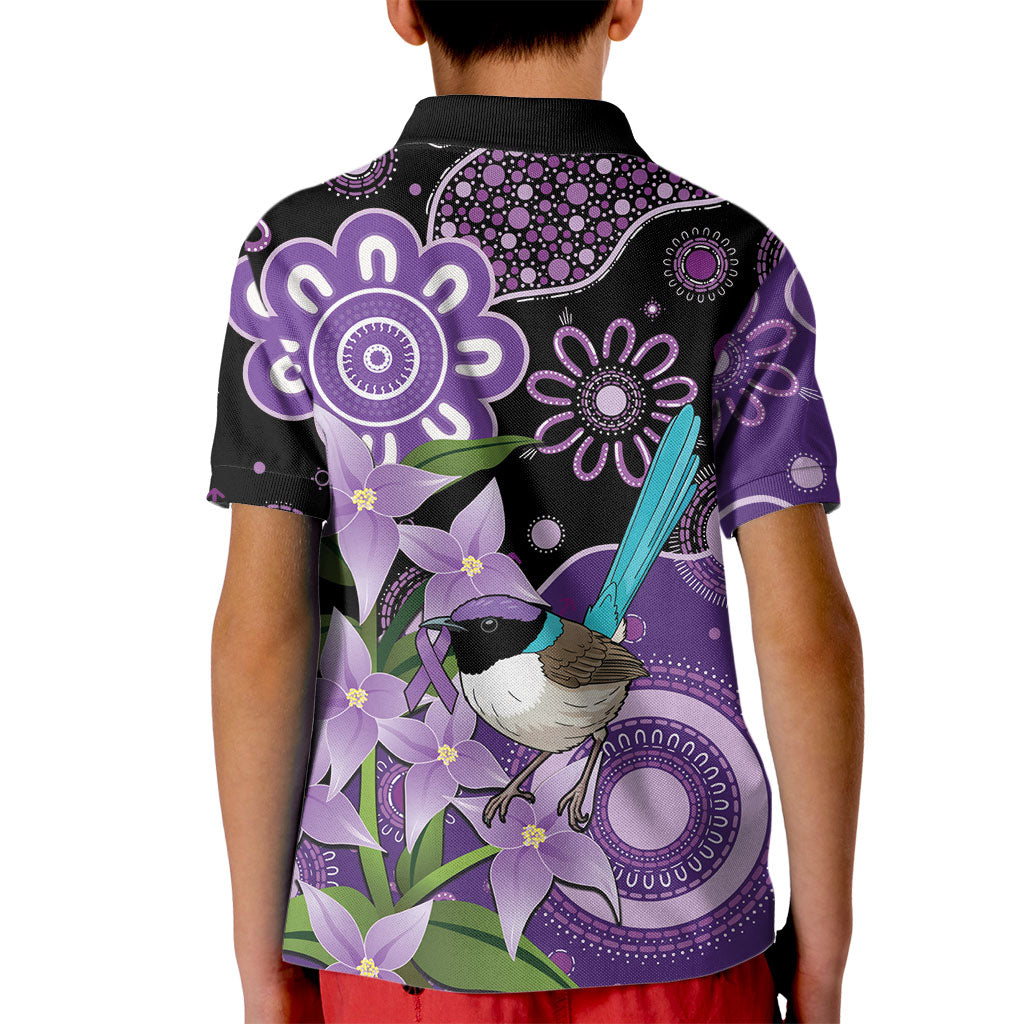 Australia Epilepsy Support Kid Polo Shirt Purple-crowned Fairywren Boronia Aboriginal