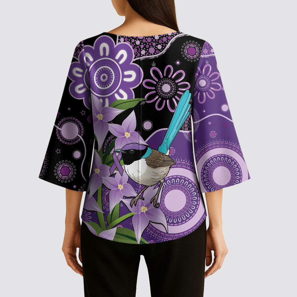 Australia Epilepsy Support Kimono Sleeve Blouse Purple-crowned Fairywren Boronia Aboriginal