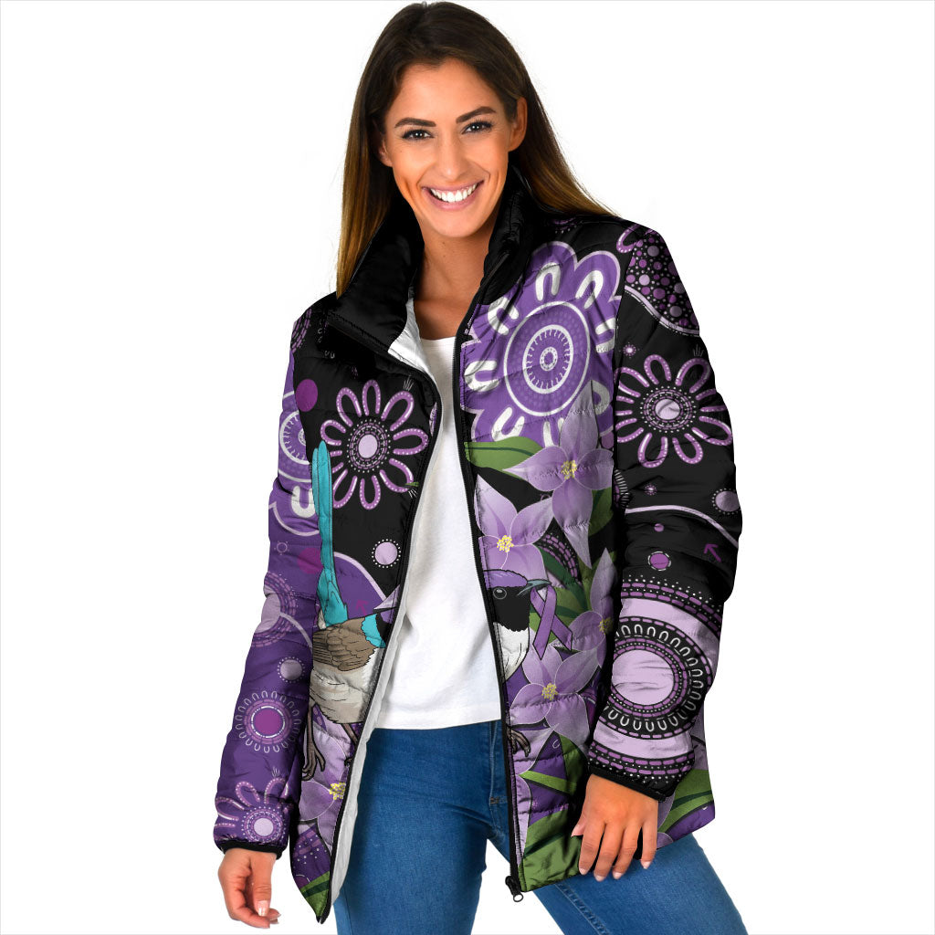 Australia Epilepsy Support Padded Jacket Purple-crowned Fairywren Boronia Aboriginal