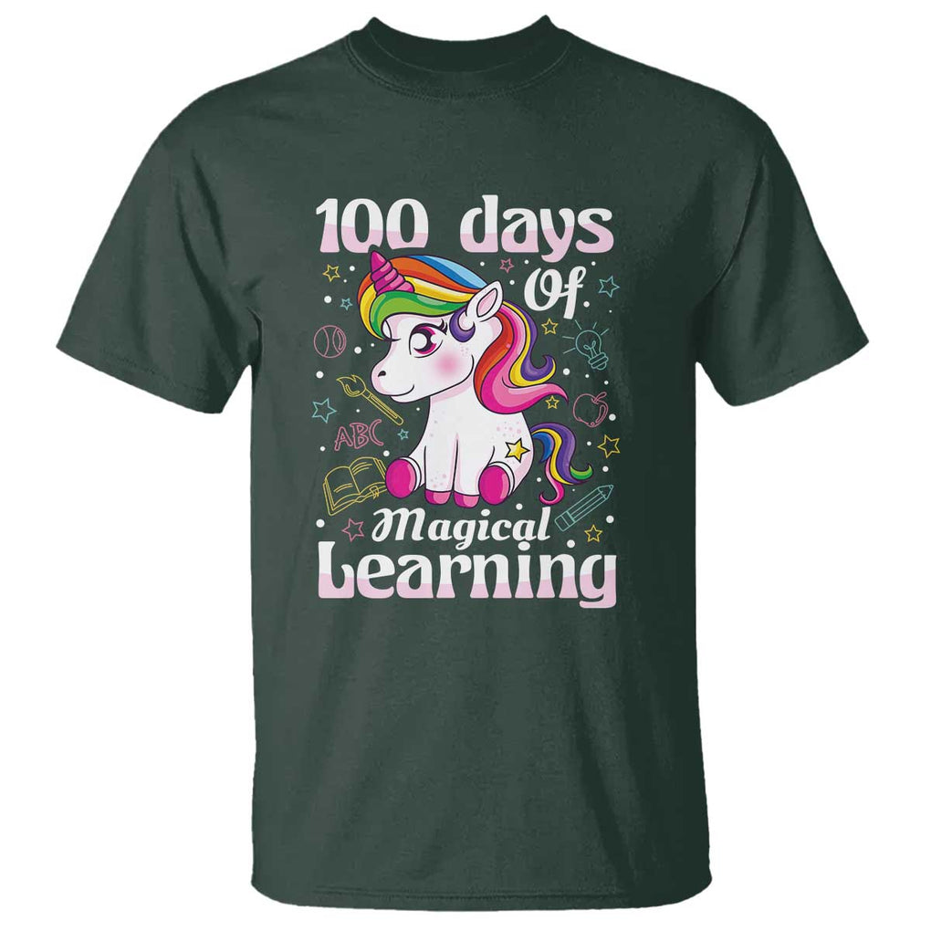 100th Day of School Unicorn T Shirt Girls 100 Days Celebration - FUNOLO