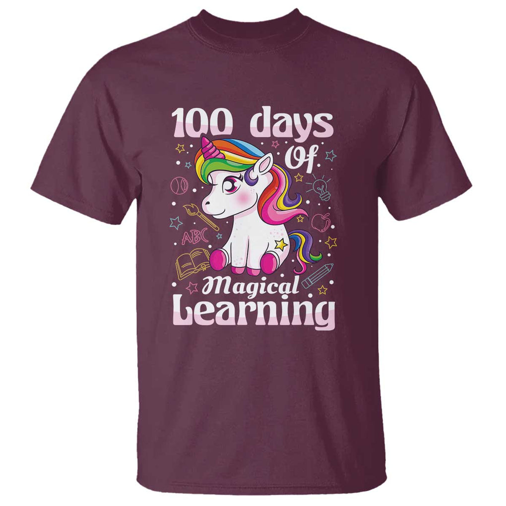 100th Day of School Unicorn T Shirt Girls 100 Days Celebration - FUNOLO
