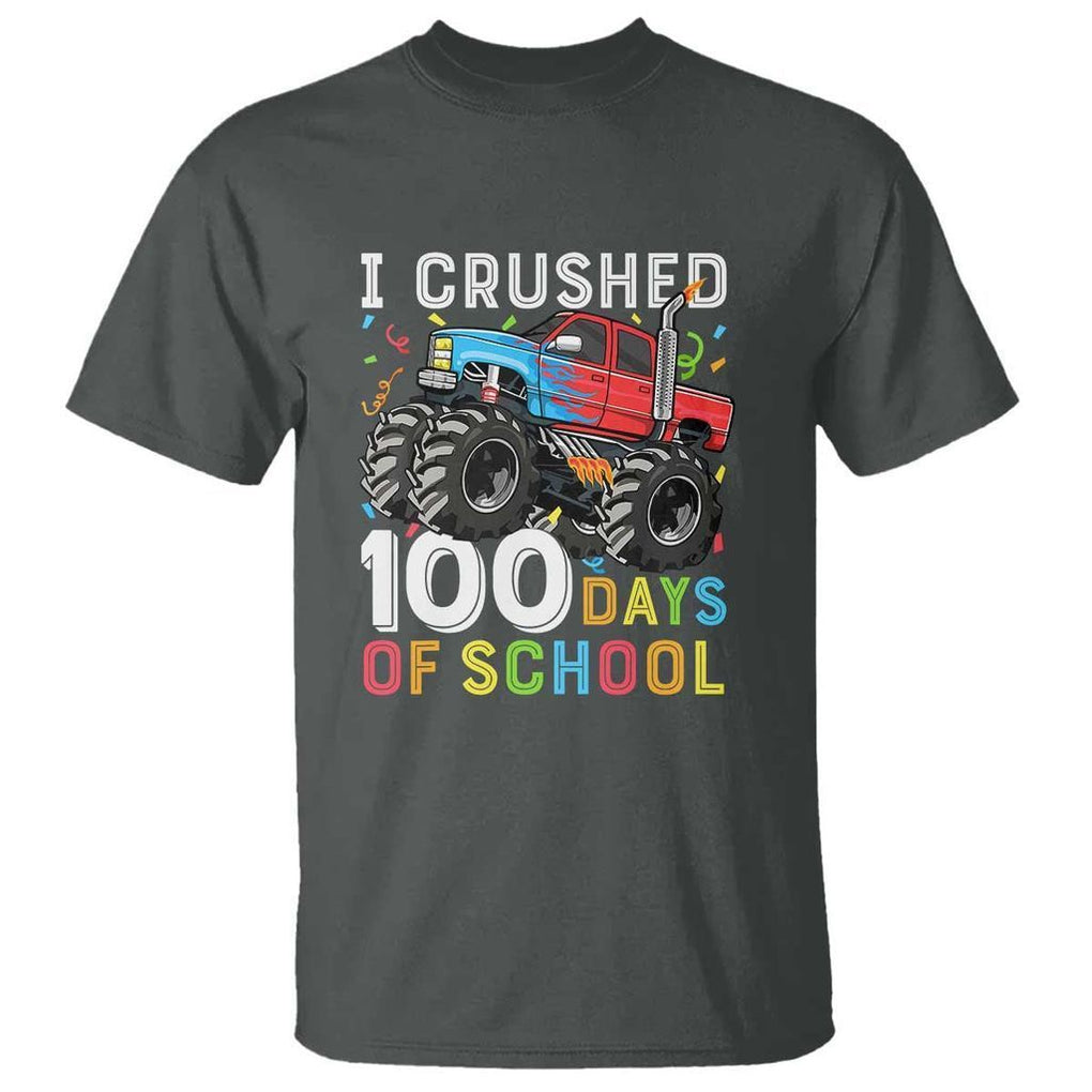 100 Days of School Monster Truck T Shirt Boys 100th Day Celebration - FUNOLO
