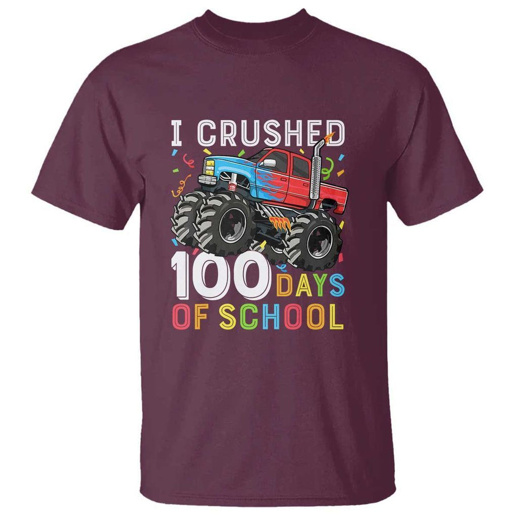 100 Days of School Monster Truck T Shirt Boys 100th Day Celebration - FUNOLO