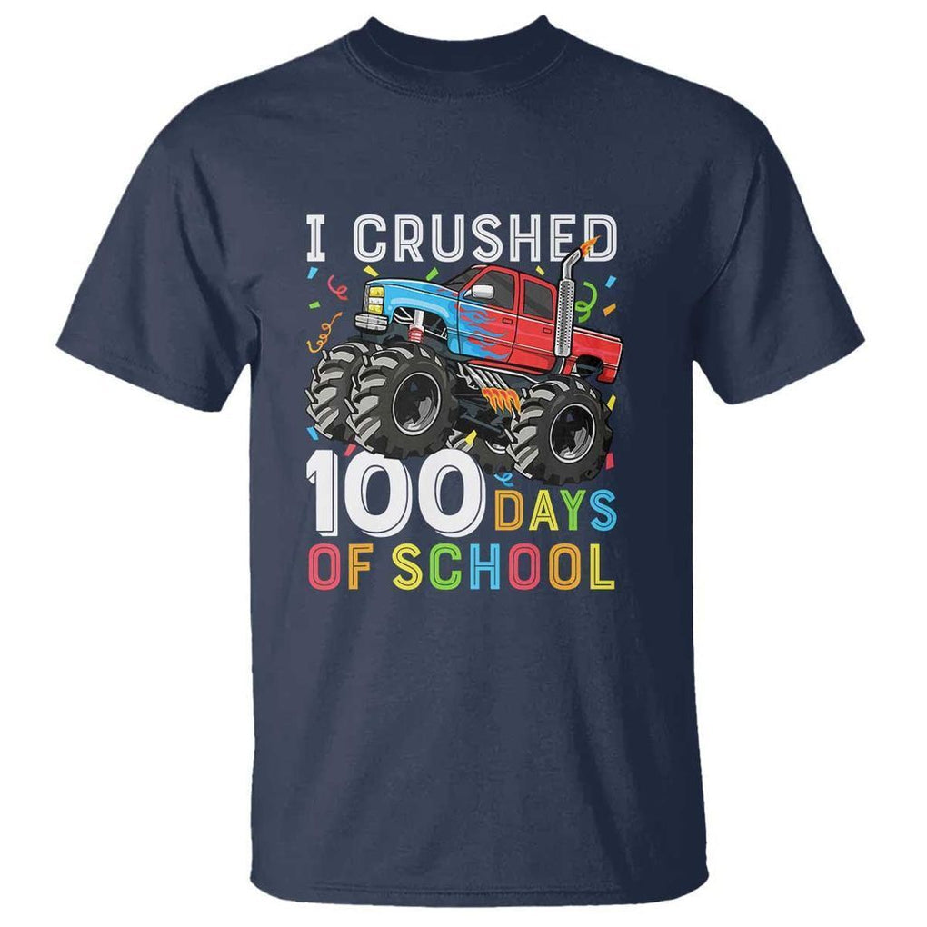 100 Days of School Monster Truck T Shirt Boys 100th Day Celebration - FUNOLO