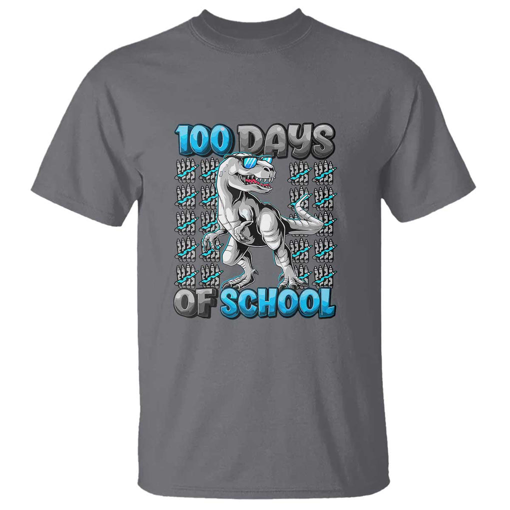 100 Days of School T-Rex T Shirt 100 Days Smarter Celebration - FUNOLO