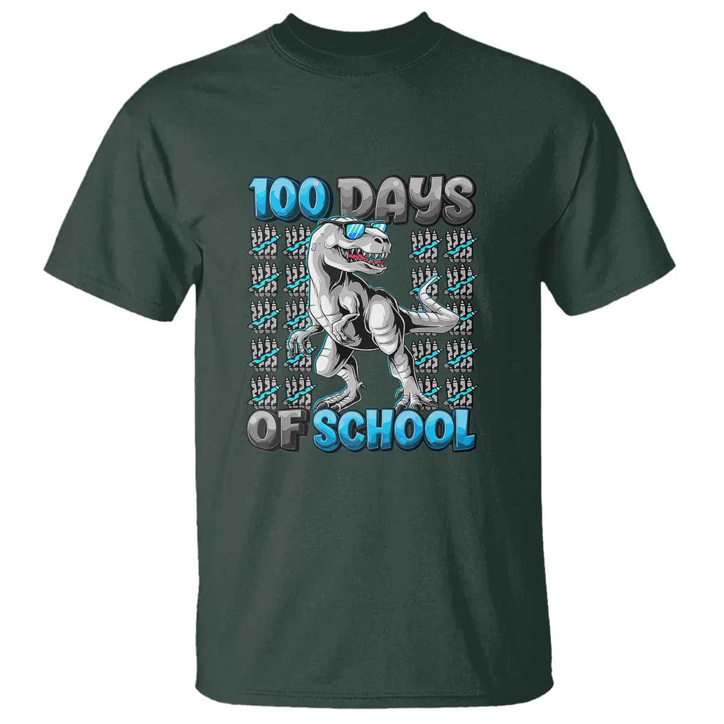 100 Days of School T-Rex T Shirt 100 Days Smarter Celebration - FUNOLO