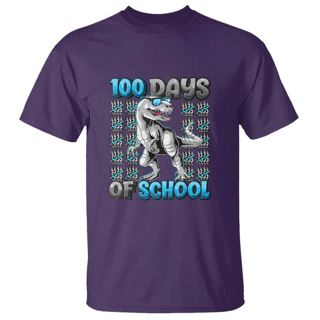 100 Days of School T-Rex T Shirt 100 Days Smarter Celebration - FUNOLO