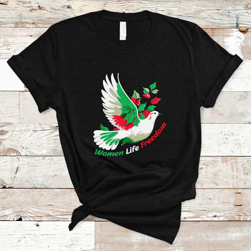 women-life-freedom-farsi-support-iran-pigeon-t-shirt