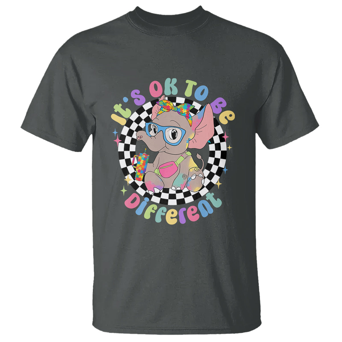 support-autism-t-shirt-its-okay-to-be-different-funny-elephant
