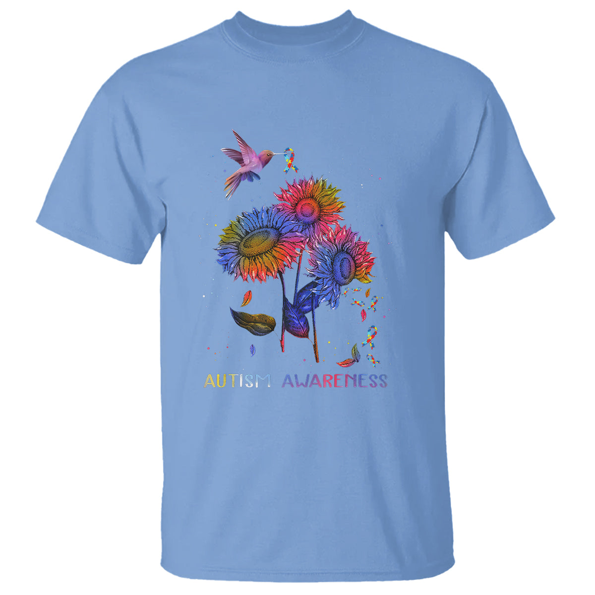 autism-awareness-t-shirt-colorful-sunflower-with-bird-spectrum-ribbon