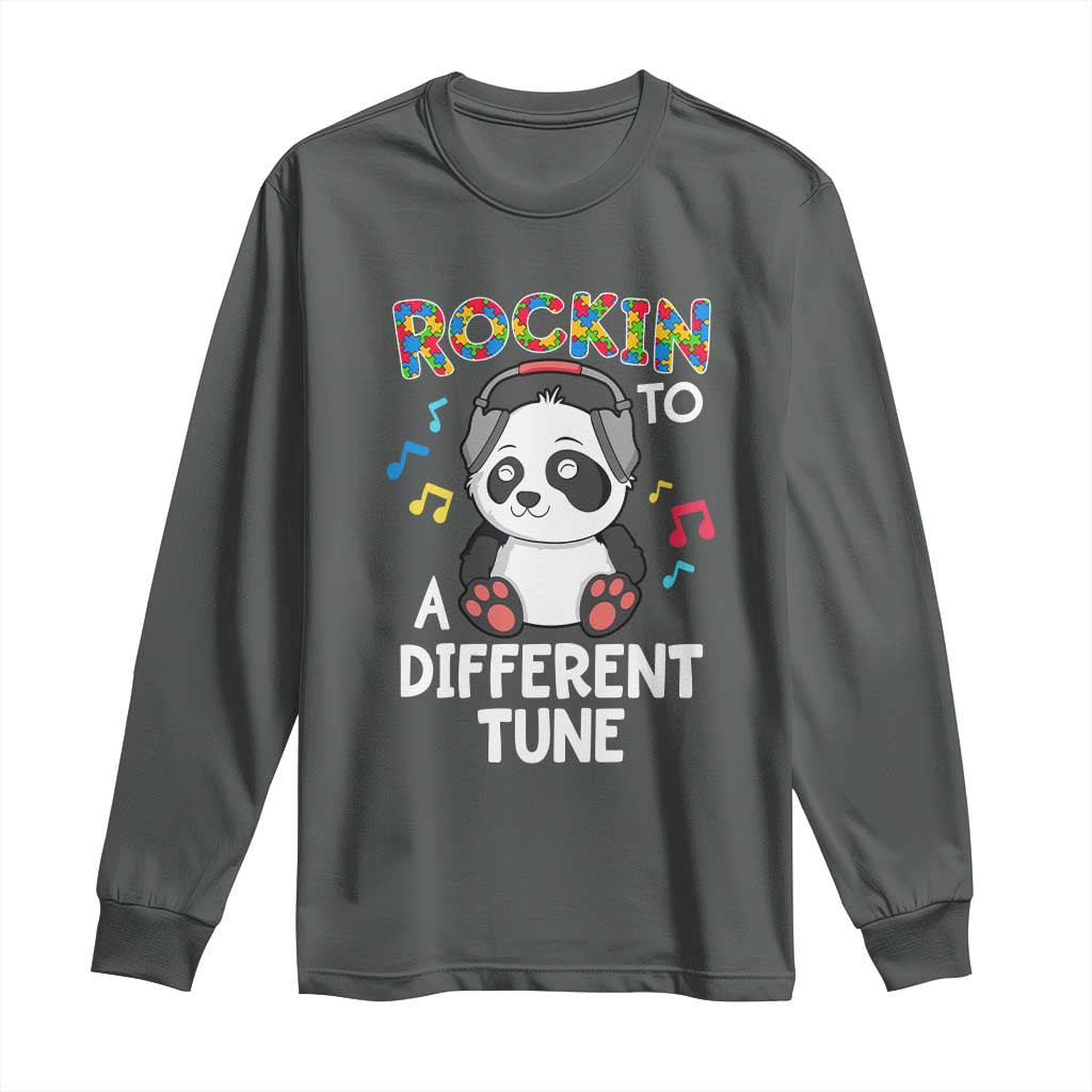 Panda Autism Long Sleeve Shirt Rockin' To A Different Tune Cute Kids