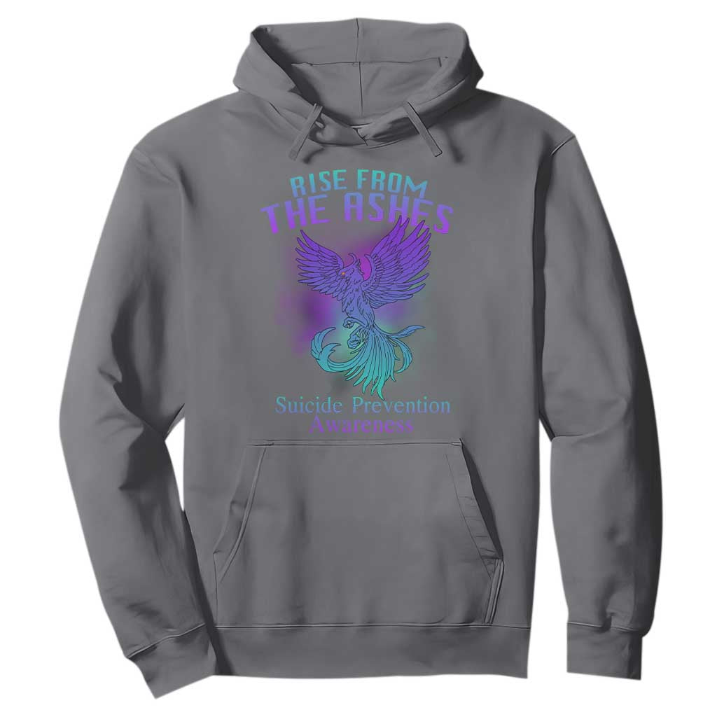 Suicide Prevention Support Hoodie Rise From The Ashes Phoenix Teal And Purple