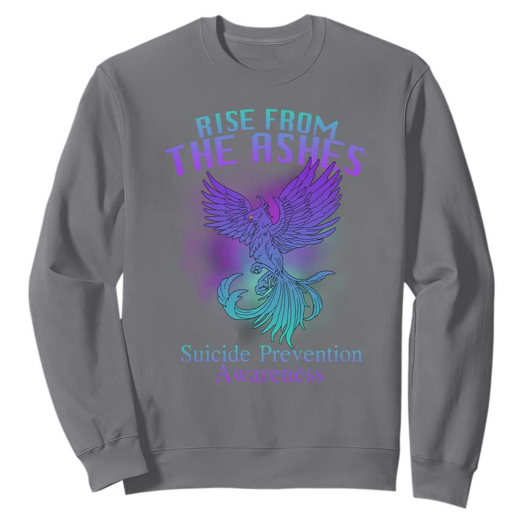 Suicide Prevention Support Sweatshirt Rise From The Ashes Phoenix Teal And Purple