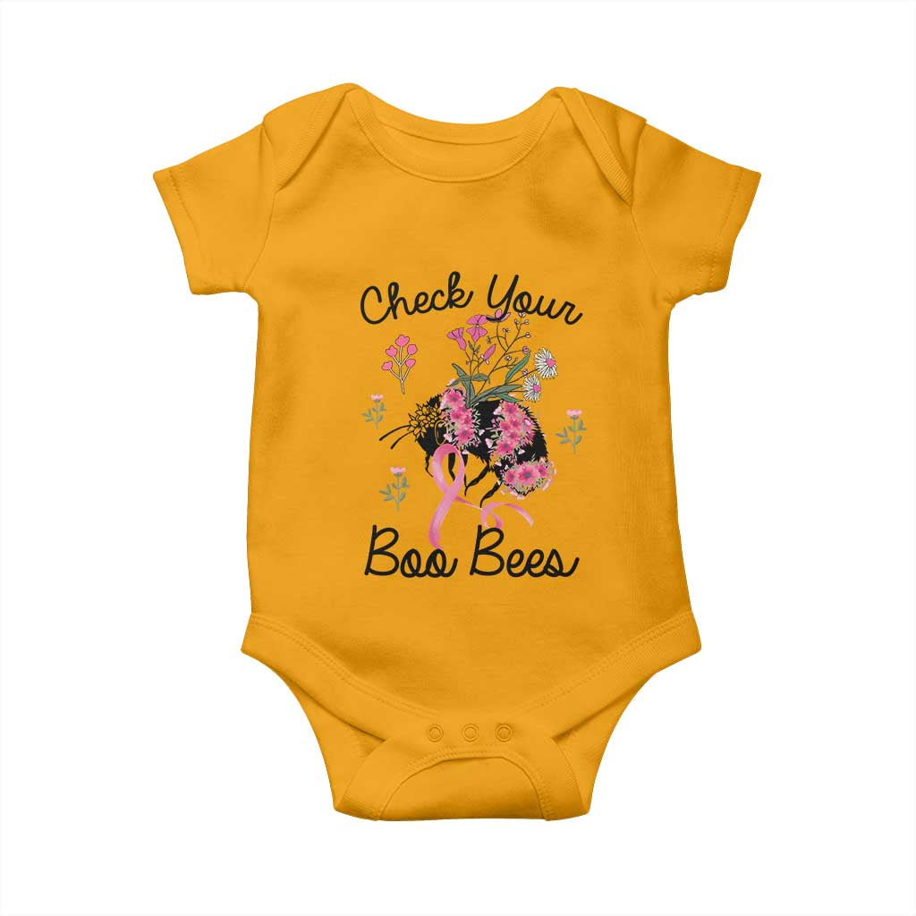 Breast Cancer Support Squad Baby Onesie Check Your Boo Bees Pink Ribbon