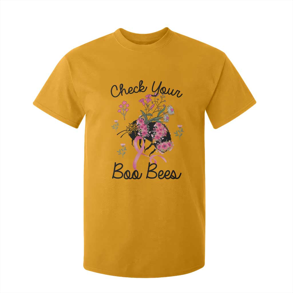 Breast Cancer Support Squad T Shirt For Kid Check Your Boo Bees Pink Ribbon