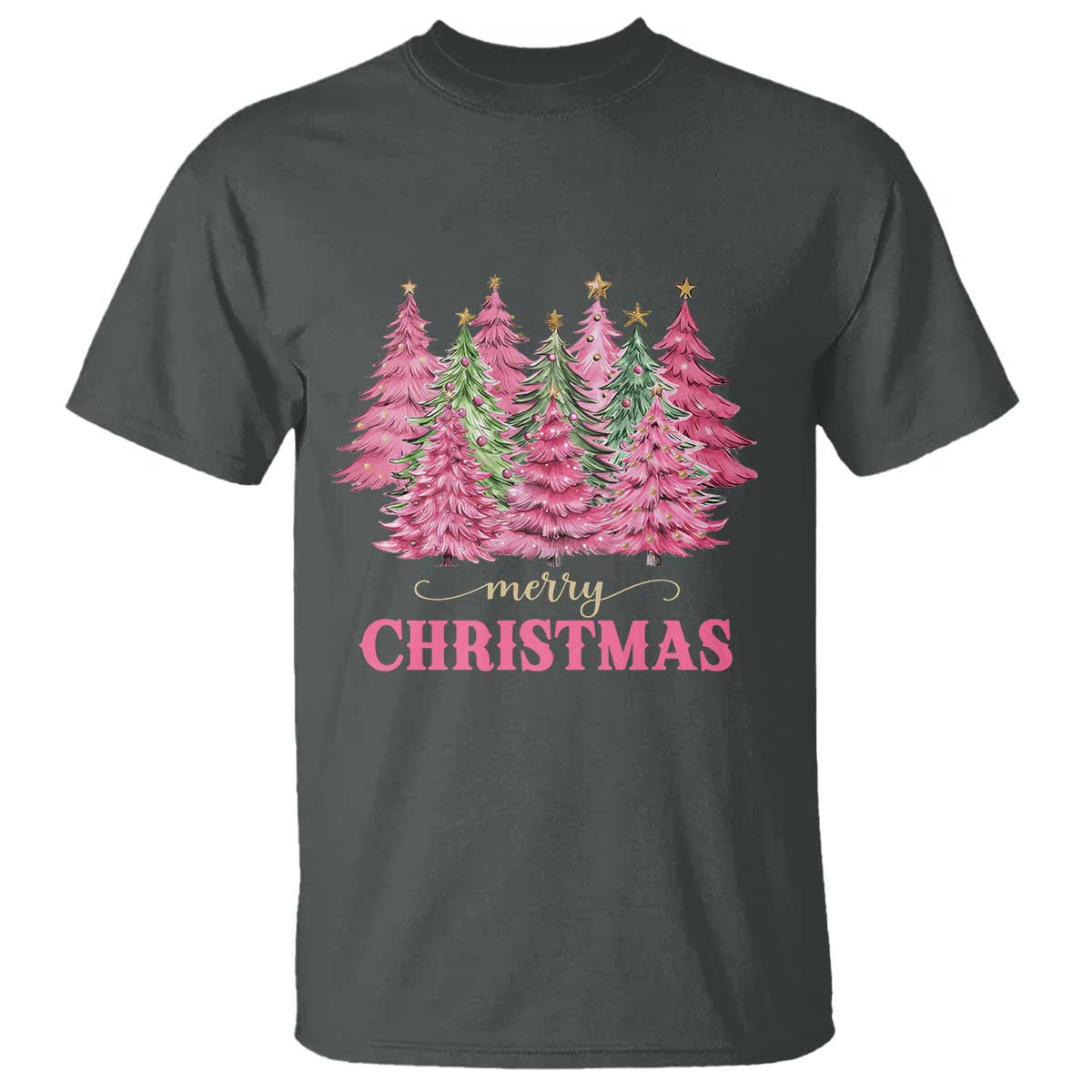 pink-christmas-tree-farm-t-shirt-merry-xmas-ornaments-family-holiday-pajamas