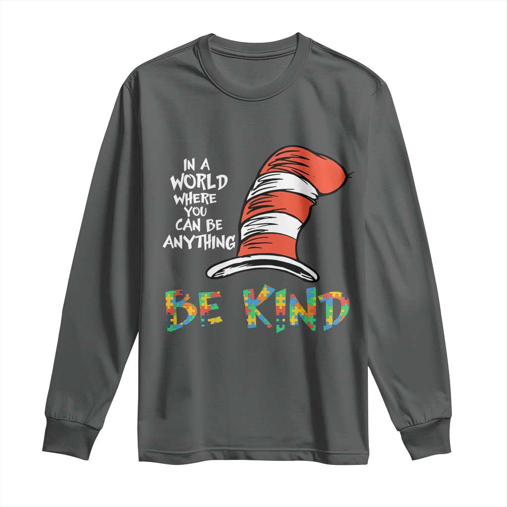 Autism Support Long Sleeve Shirt Why Fit In When You Were Born To Stand Out Cat In Hat