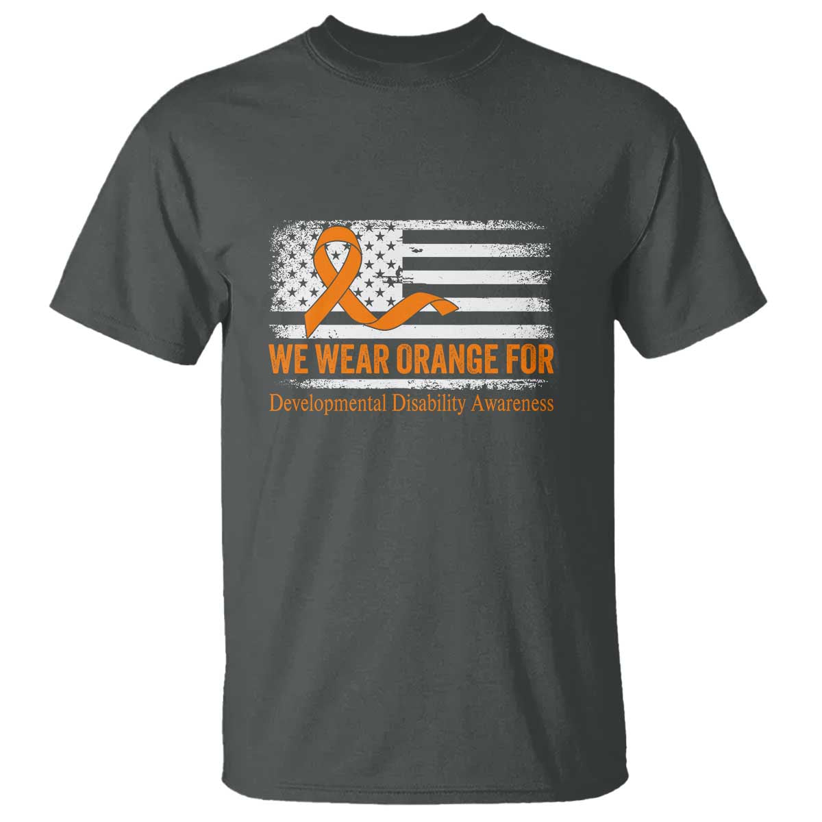 Developmental Disability Support T Shirt US American Flag We Wear Orange