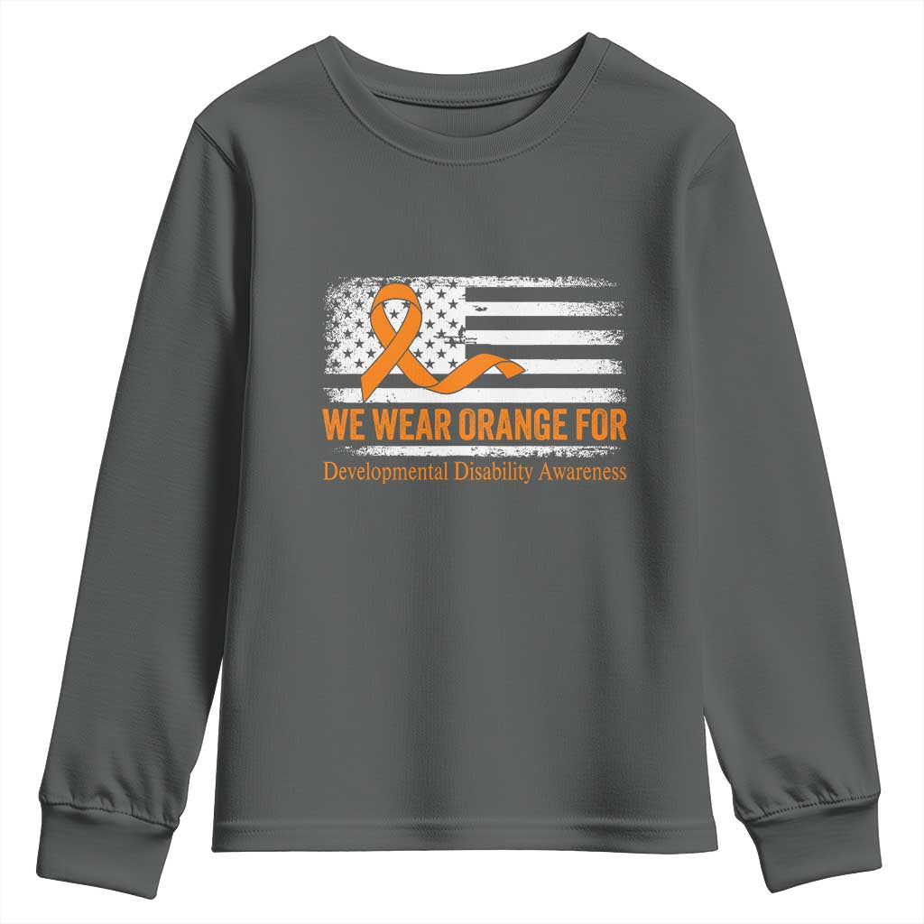 Developmental Disability Support Youth Sweatshirt US American Flag We Wear Orange