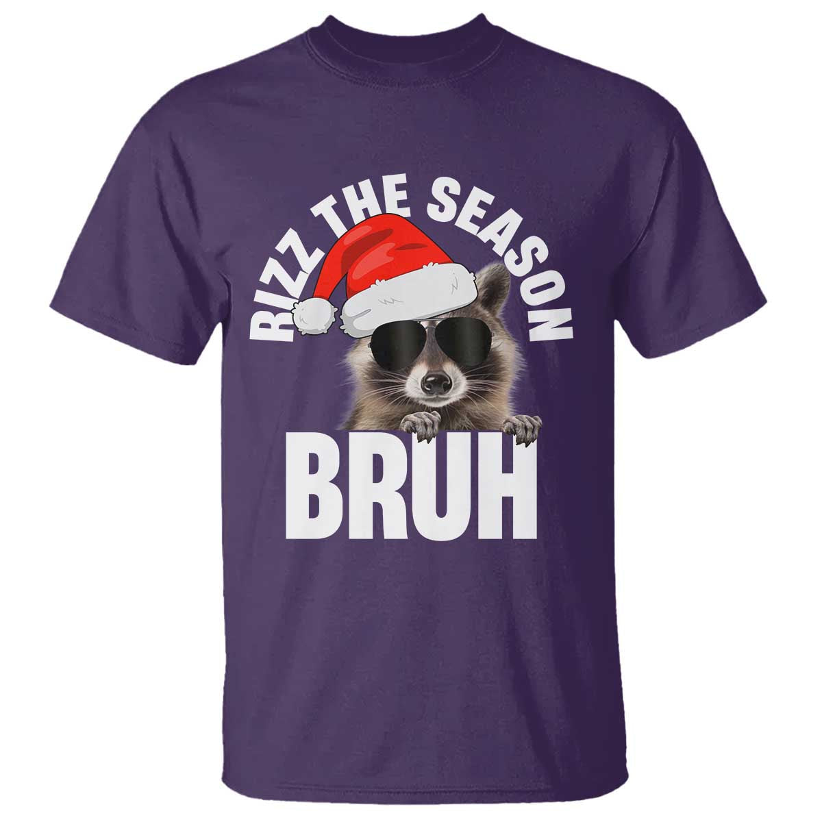 funny-rizz-christmas-raccoon-t-shirt-rizz-the-season-bruh-santa-hat