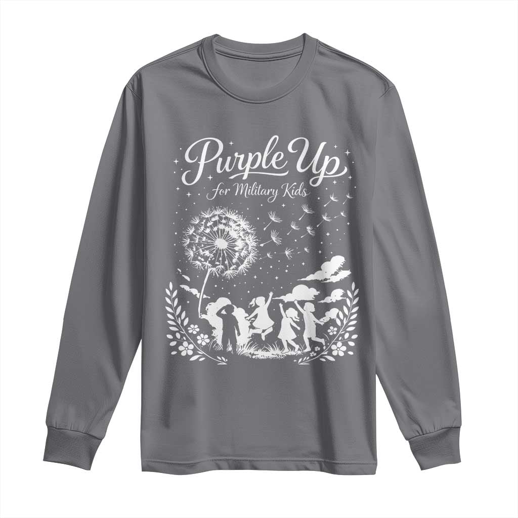Purple Up For Military Kids Dandelion Inspirational Long Sleeve Shirt Month of the Military Child Brat Support