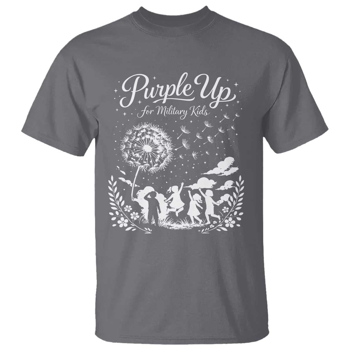 Purple Up For Military Kids Dandelion Inspirational T Shirt Month of the Military Child Brat Support